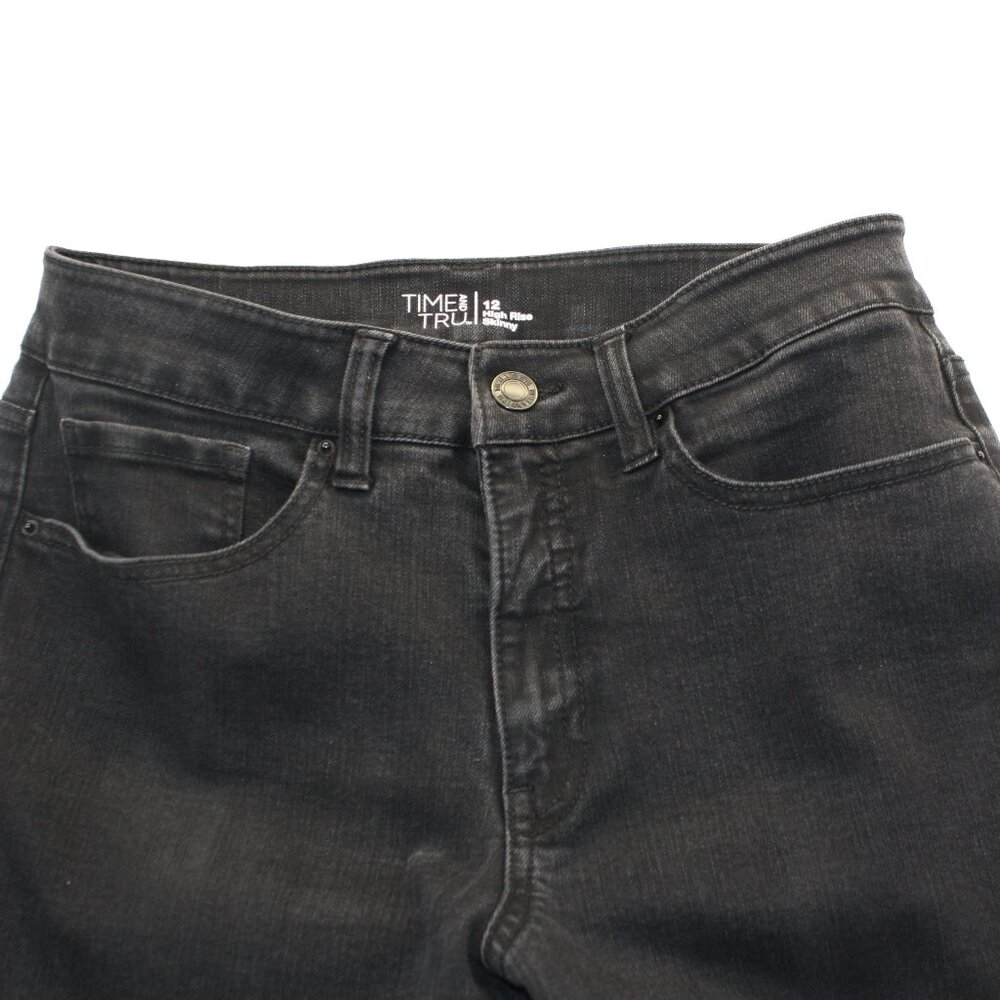 Time and Tru Women's Black High Rise Skinny Stretch Jeans Size 12 (30x28)